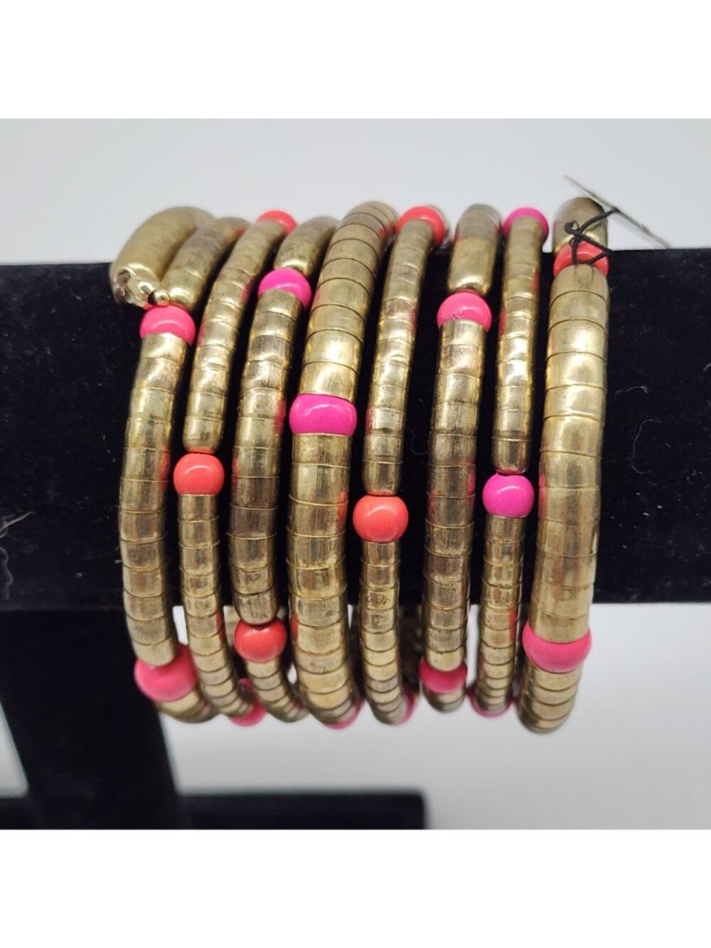 Chicos Snake Coil Bracelet Gold & Pink Beaded - Picture 6 of 6